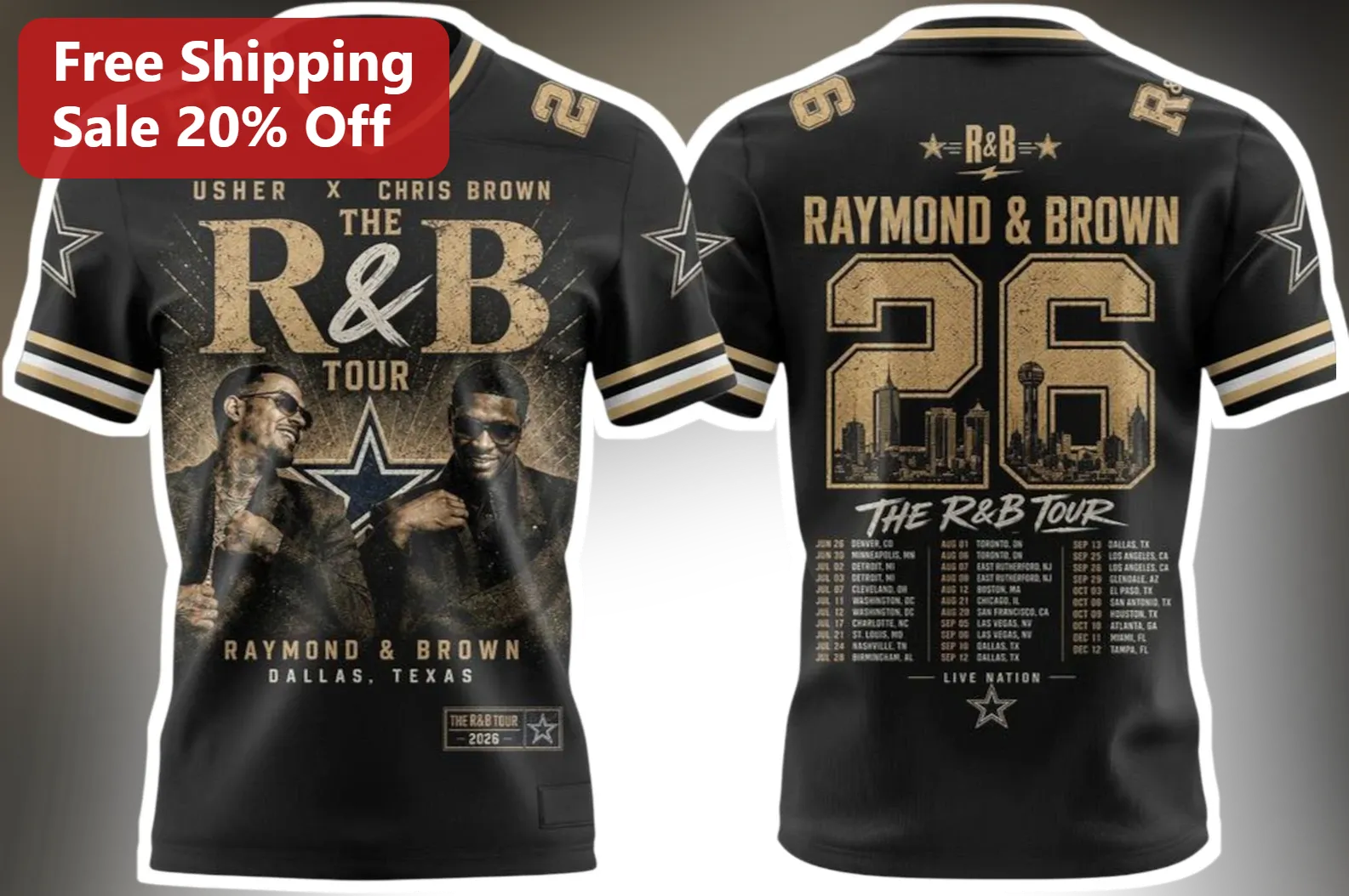 Usher X Chris Brown The R&B Tour Raymond Brown Jersey