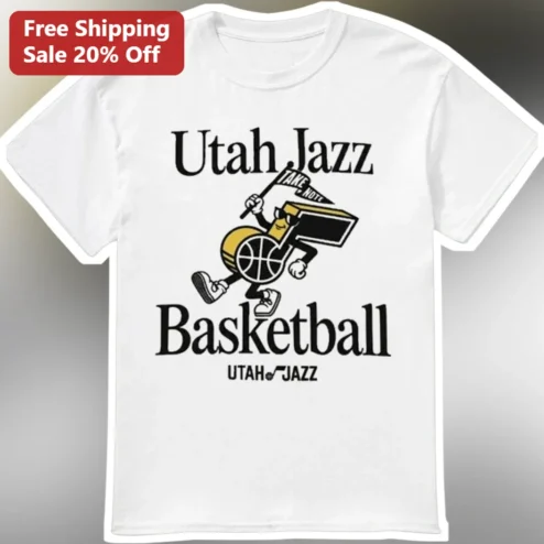 Utah Jazz Basketball Take Note Tee Hot Rod Hundley Vintage Mascot Shirt