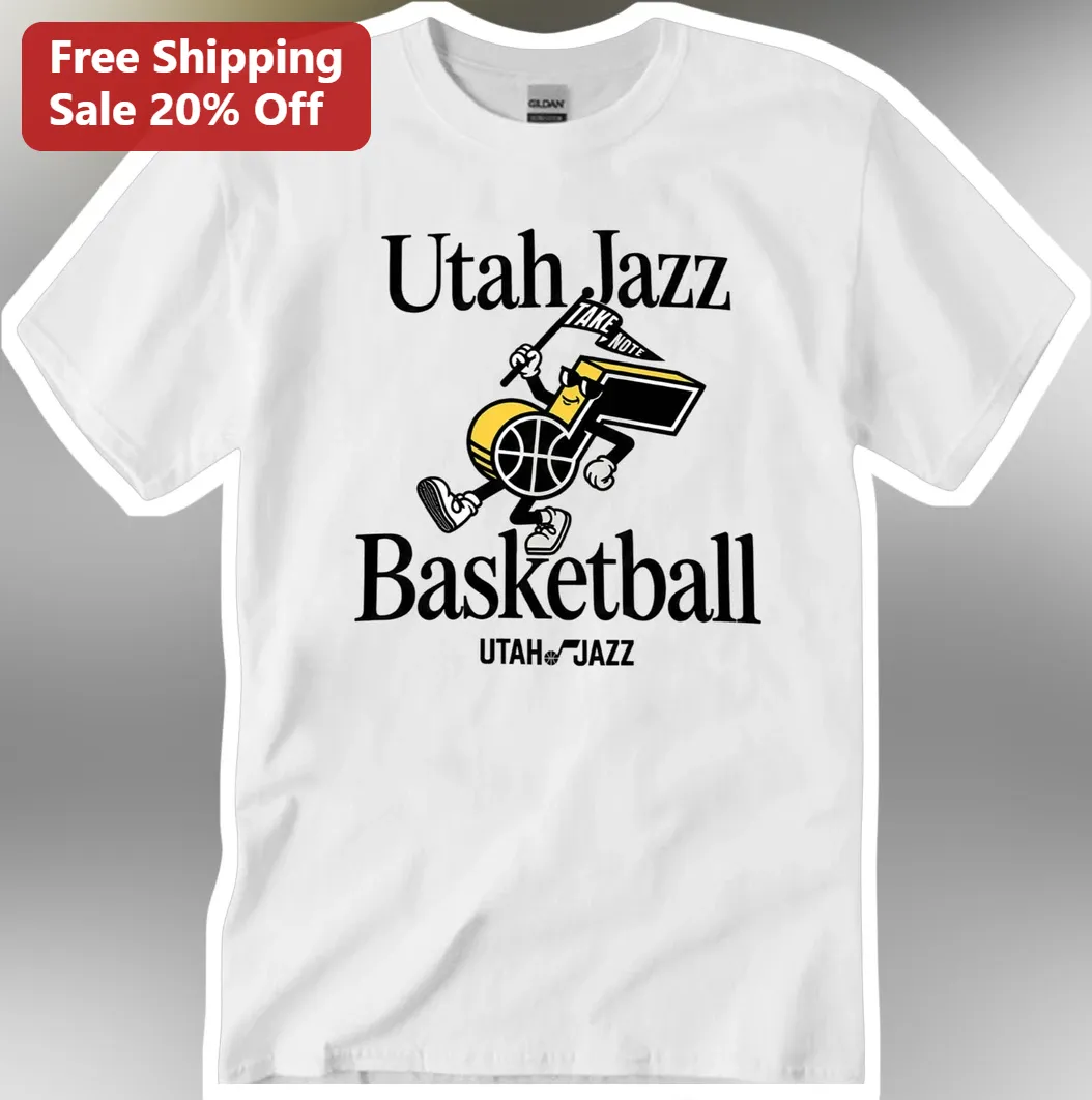 Utah Jazz Basketball Take Note Tee Retro Vintage Cartoon Mascot NBA Fan Apparel Gift