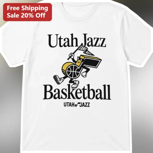 Utah Jazz Basketball Tee Hot Rod Hundley Vintage Mascot Retro NBA Fan Shirt