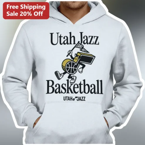 Utah Jazz Basketball Vintage Hot Rod Mascot Hoodie