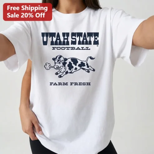 Utah State Football Farm Fresh Mascot Tee, Vintage Aggies Game Day Shirt Gift for College Football Fans