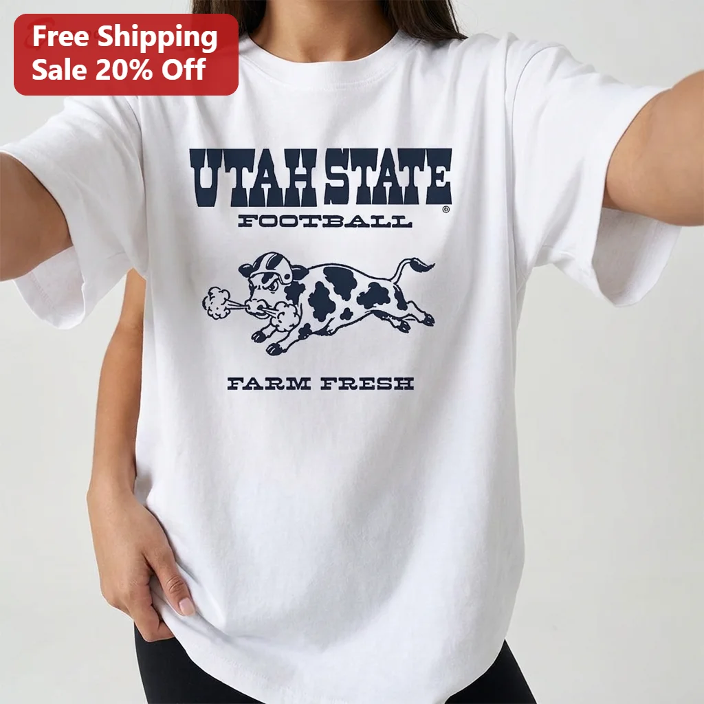 Utah State Football Farm Fresh Mascot Tee, Vintage Aggies Game Day Shirt Gift for College Football Fans