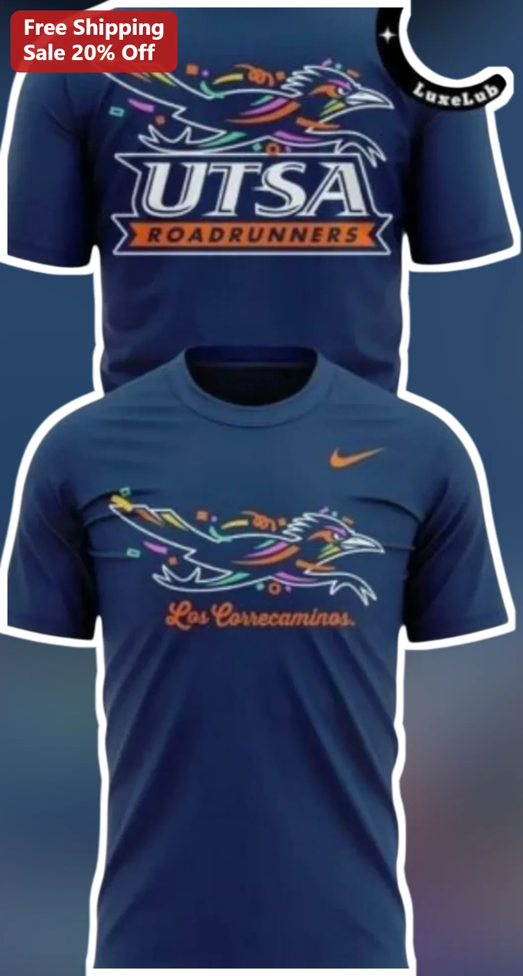 UTSA Roadrunners Los Correcaminos Graphic Tee Navy College Apparel Shirt