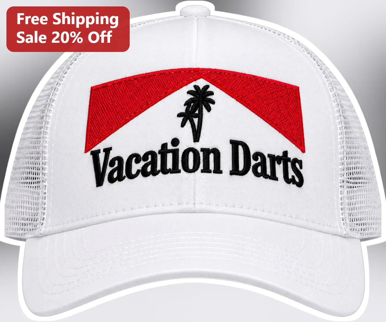 Vacation Darts Trucker Hat Embroidered Palm Tree Summer Vacation Gift for Men