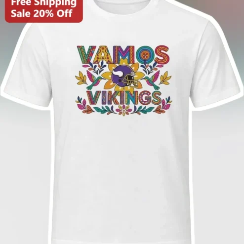 Vamos Vikings Tee Minnesota Vikings Fan Shirt Hispanic Heritage Month Folk Art Floral Football Gift