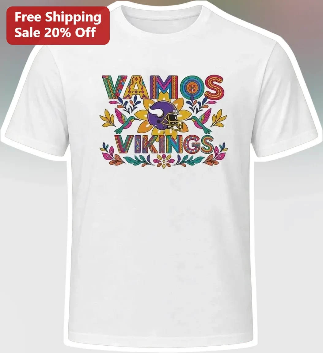 Vamos Vikings Tee Minnesota Vikings Fan Shirt Hispanic Heritage Month Folk Art Floral Football Gift