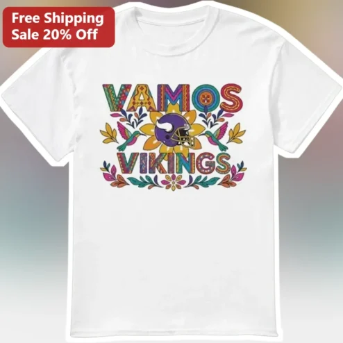 Vamos Vikings Tee Minnesota Vikings Football Fan Gift Folk Art Hummingbird Graphic Shirt