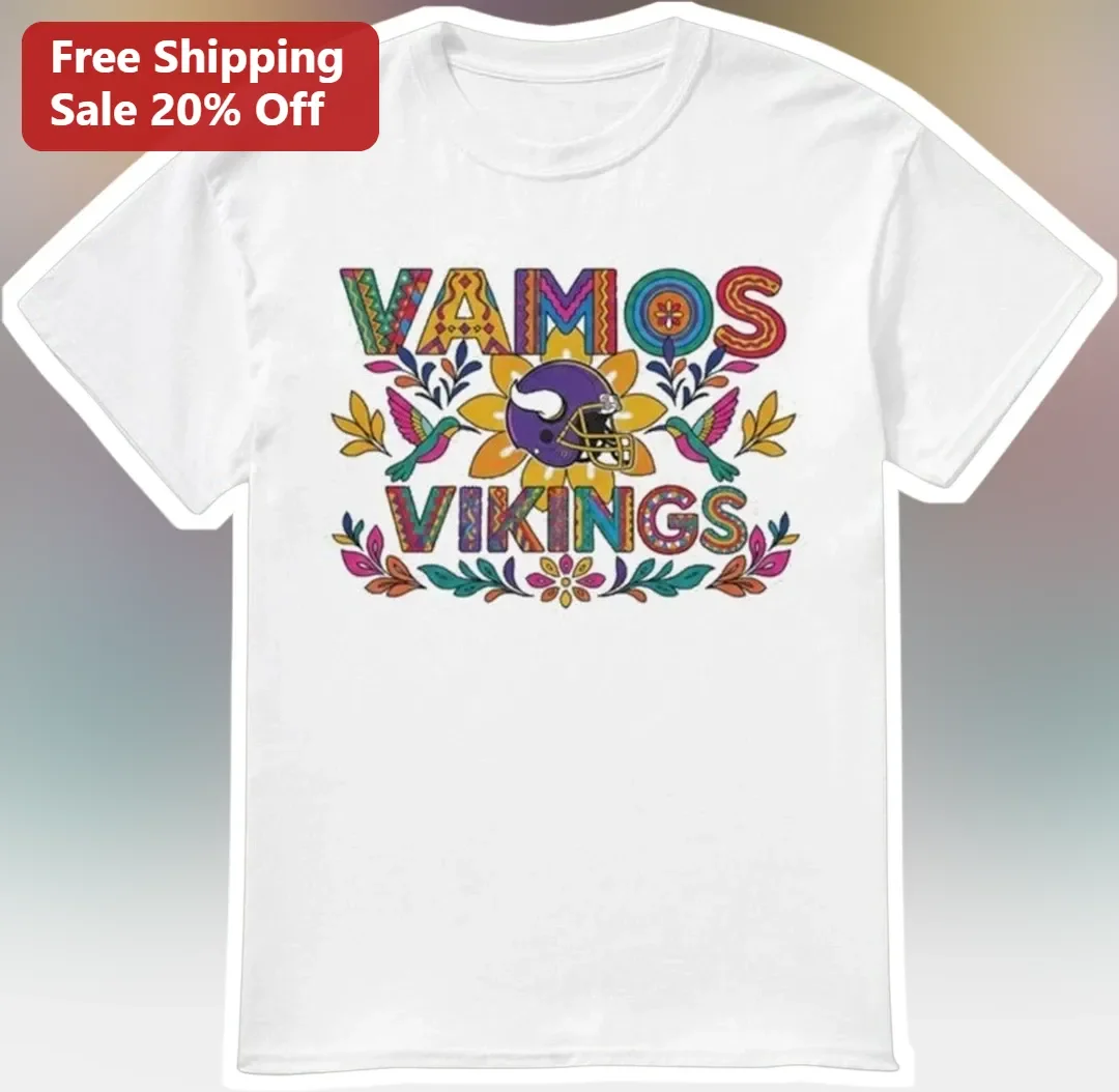 Vamos Vikings Tee Minnesota Vikings Football Fan Gift Folk Art Hummingbird Graphic Shirt