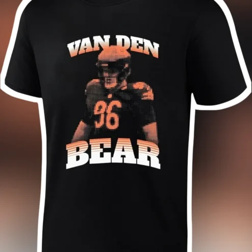 Van Den Bear Tee Retro Vintage Football Player Halftone Graphic T-Shirt