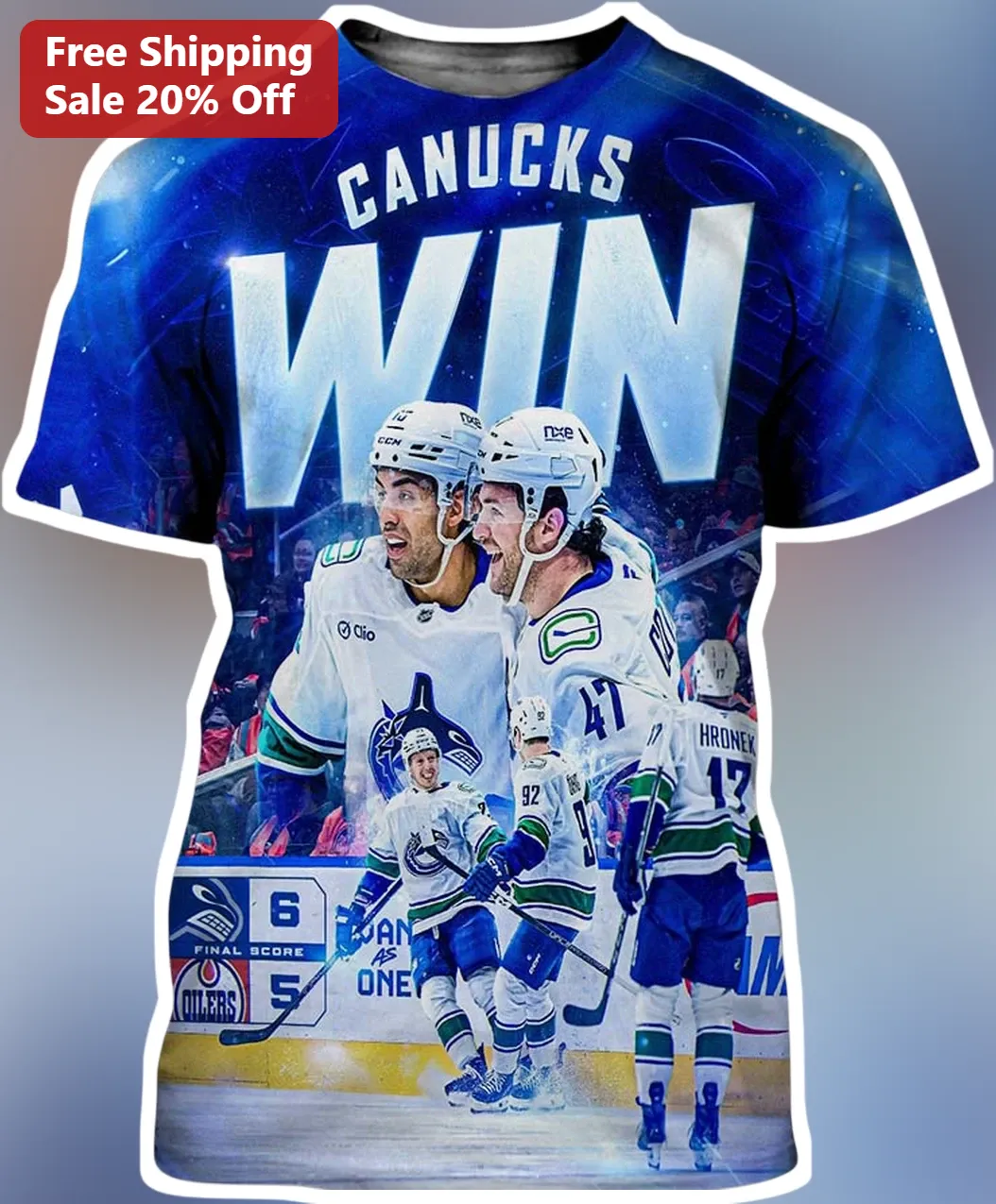 Vancouver Canucks Win Graphic Tee NHL Hockey Victory Commemorative Shirt