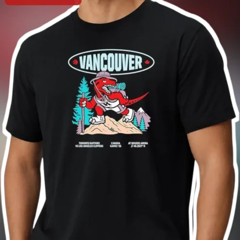 VANCOUVER The Raptor Hiking Dinosaur Graphic Tee Vancouver BC Souvenir Gift