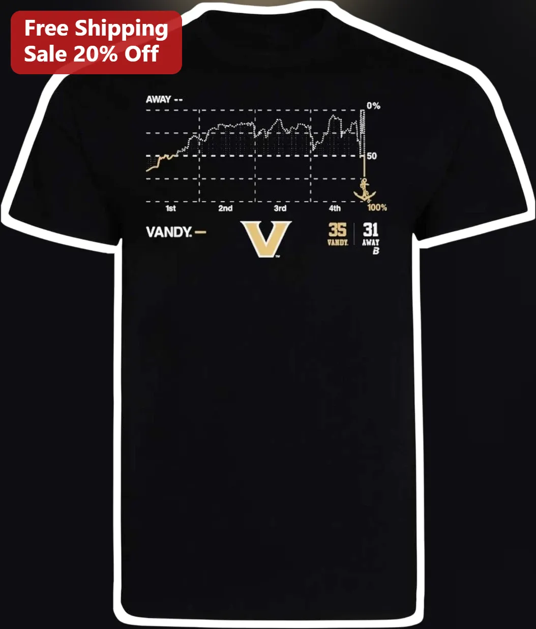Vandy Football Win Probability Chart Tee Vanderbilt Commodores Fan Shirt