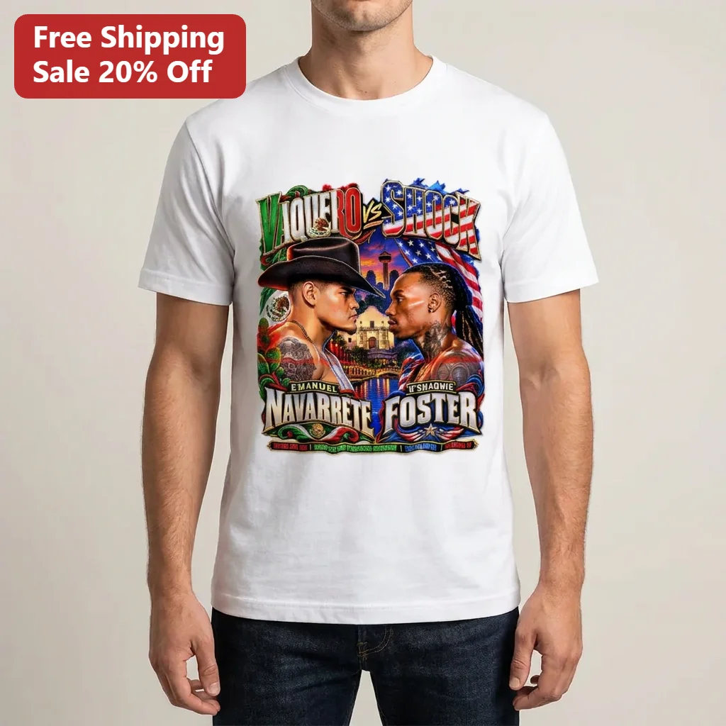 Vaquero vs Shock Emanuel Navarrete O'Shaquie Foster Tee, Three-Belt Unification Fight October 24 2026 Boxing Fan Gift Shirt