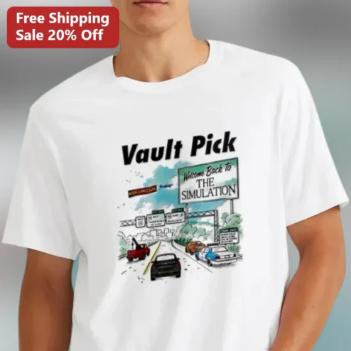 Vault Pick Welcome Back To The Simulation Tee, Funny Existential Retro Highway Graphic Shirt Gift for Gamers and Sci-Fi Fans