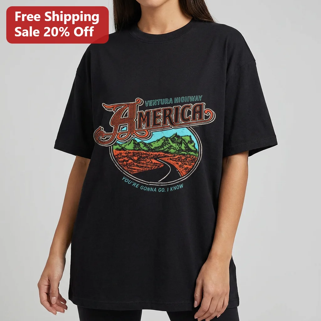 Ventura Highway America You're Gonna Go I Know Tee Vintage 70s Classic Rock Desert Graphic Gift for Music Fans