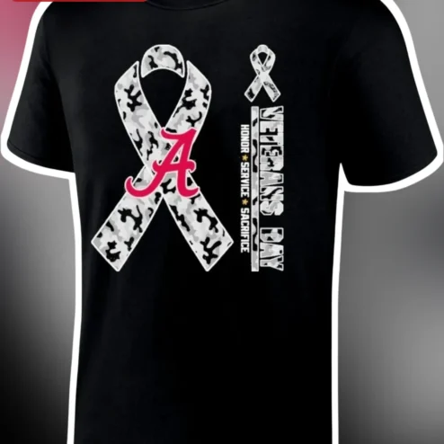 Veterans Day Honor Service Sacrifice Tee Alabama Crimson Tide Camo Ribbon Shirt