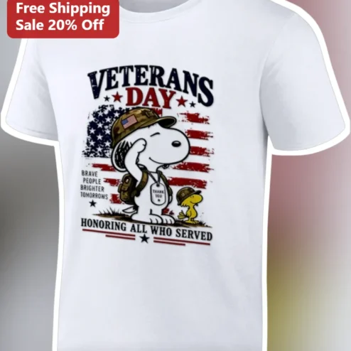 Veterans Day Snoopy Saluting Brave People Brighter Tomorrows Tee