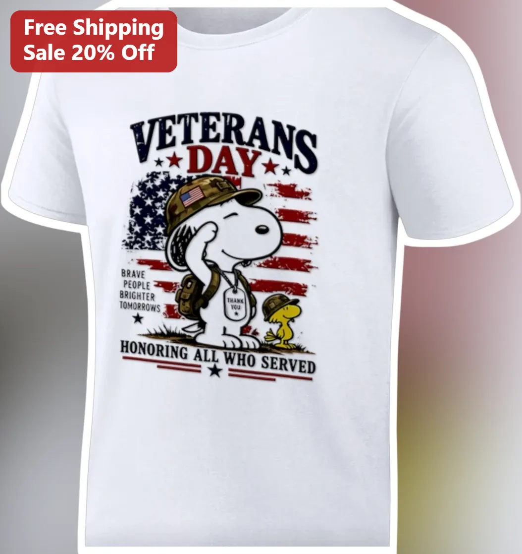 Veterans Day Snoopy Saluting Brave People Brighter Tomorrows Tee