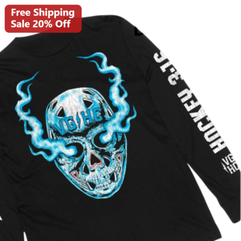 VGHC Hockey 3:16 Skull Graphic Tee, Distressed Hockey Inspired Apparel for Fans