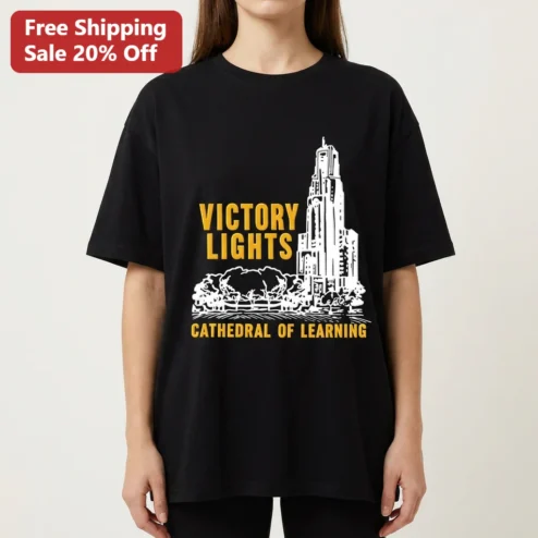Victory Lights Cathedral of Learning Tee Pitt Panthers Fan Game Day Collegiate Graphic Shirt