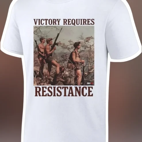 Victory Requires Resistance Vintage Military Soldier Graphic Tee