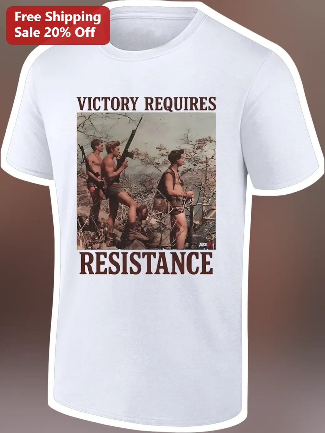 Victory Requires Resistance Vintage Military Soldier Graphic Tee