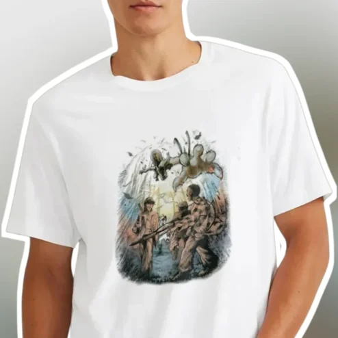 Vietnam War Soldier Combat Scene Graphic Tee Vintage Military History Gift
