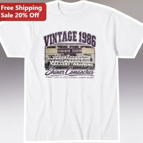 Vintage 1986 Shiner Comanches Class 2A State Football Champs Tee