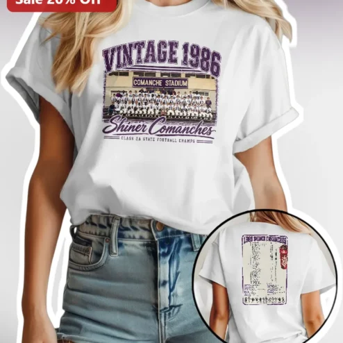 Vintage 1986 Shiner Comanches Class 3A State Football Champs Tee