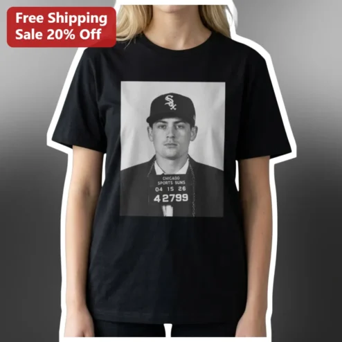 Vintage Baseball Mugshot Graphic Tee Retro Prison Art Style Unisex Novelty Shirt