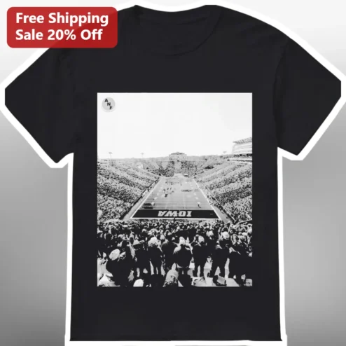 Vintage Iowa Football Stadium Photo Tee Kinnick Stadium Retro Hawkeyes Fan Shirt