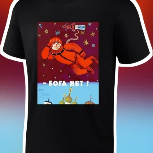 Vintage Soviet Cosmonaut Atheist Graphic Tee