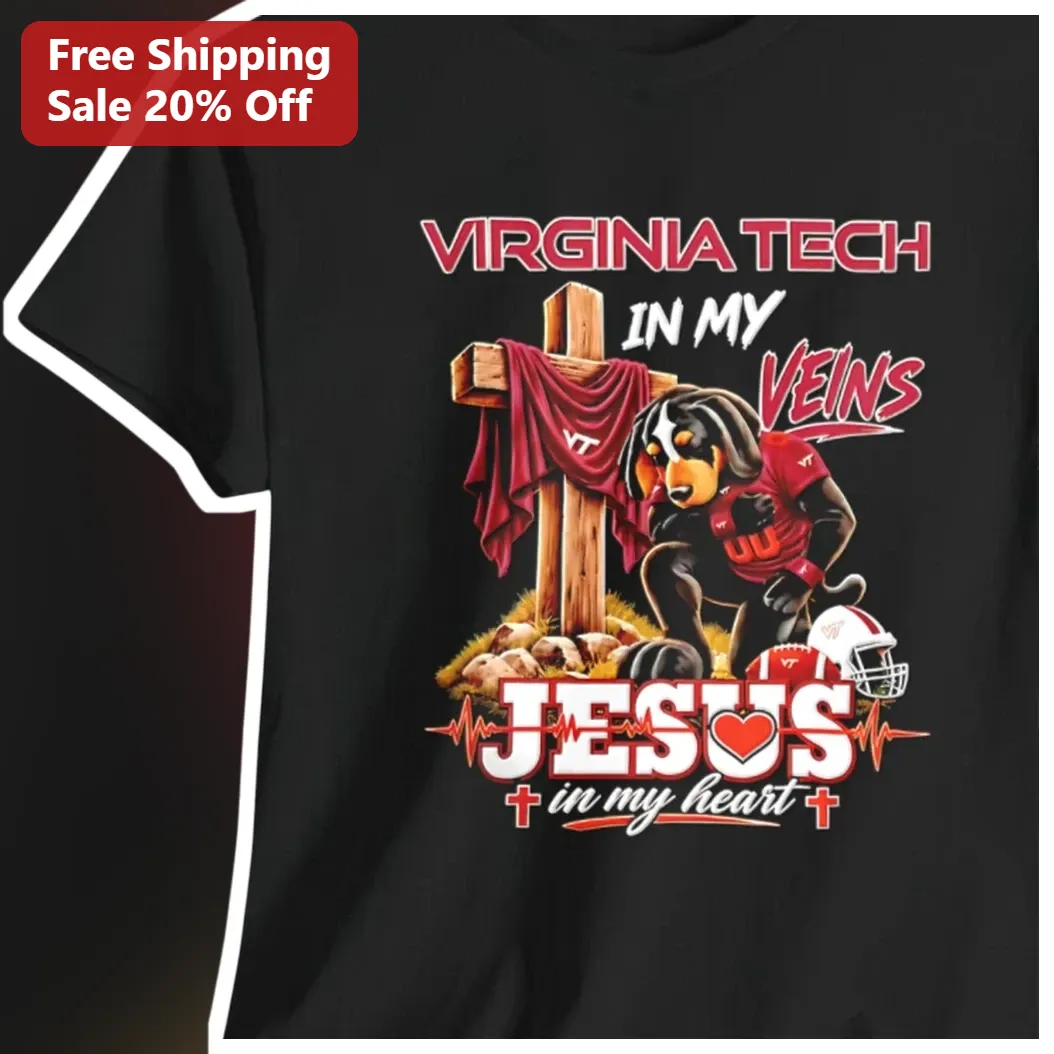 Virginia Tech In My Veins Jesus In My Heart Tee Christian Hokie Faith Shirt Gift