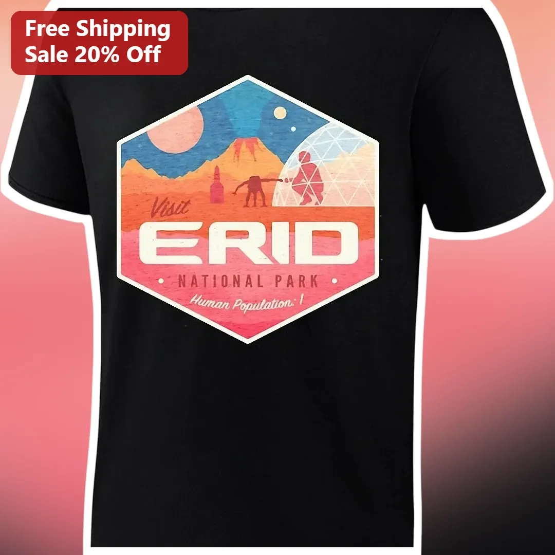 Visit Erid National Park Human Population: 1 Retro Sci-Fi Travel Badge Tee