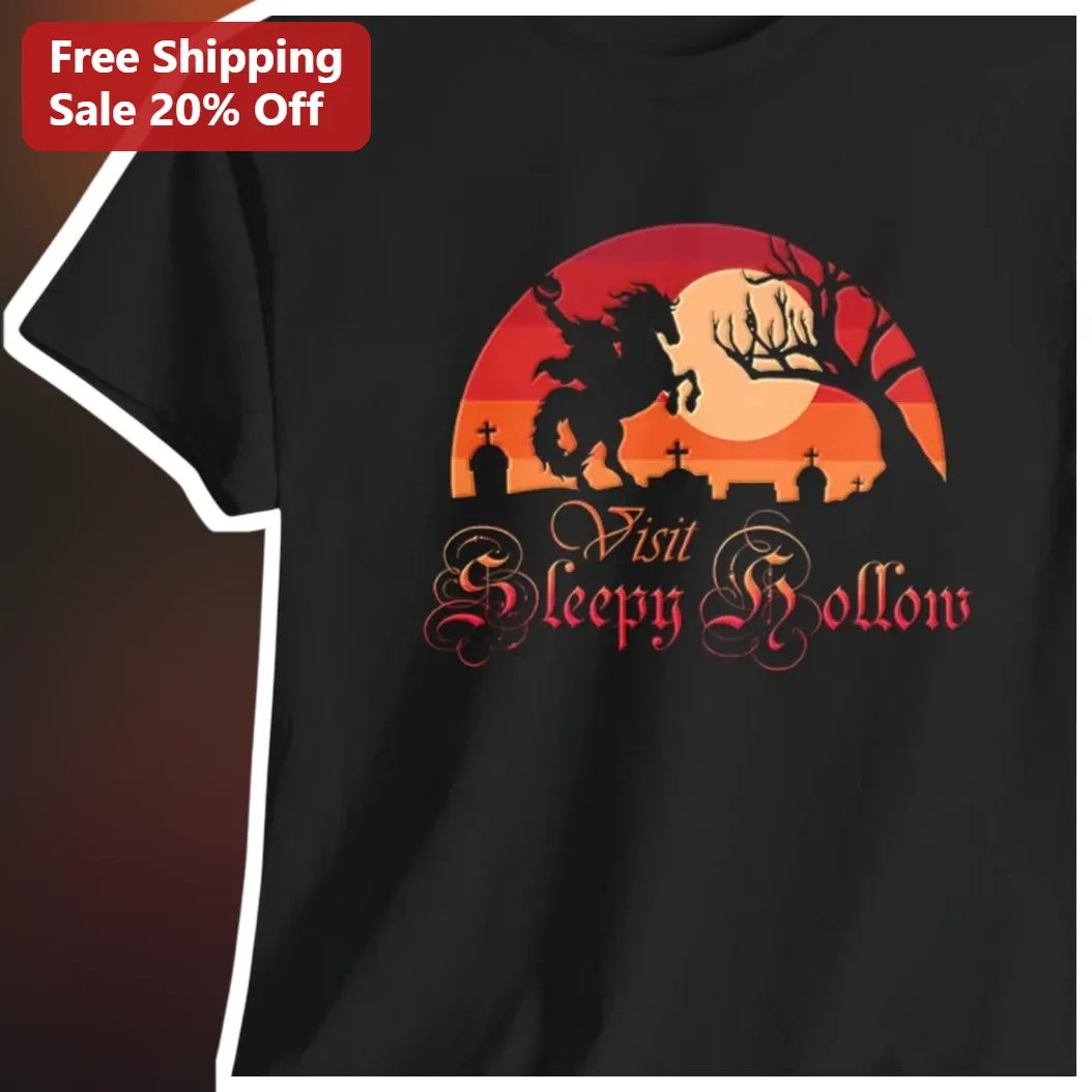 Visit Sleepy Hollow Tee Headless Horseman Vintage Halloween Souvenir Shirt