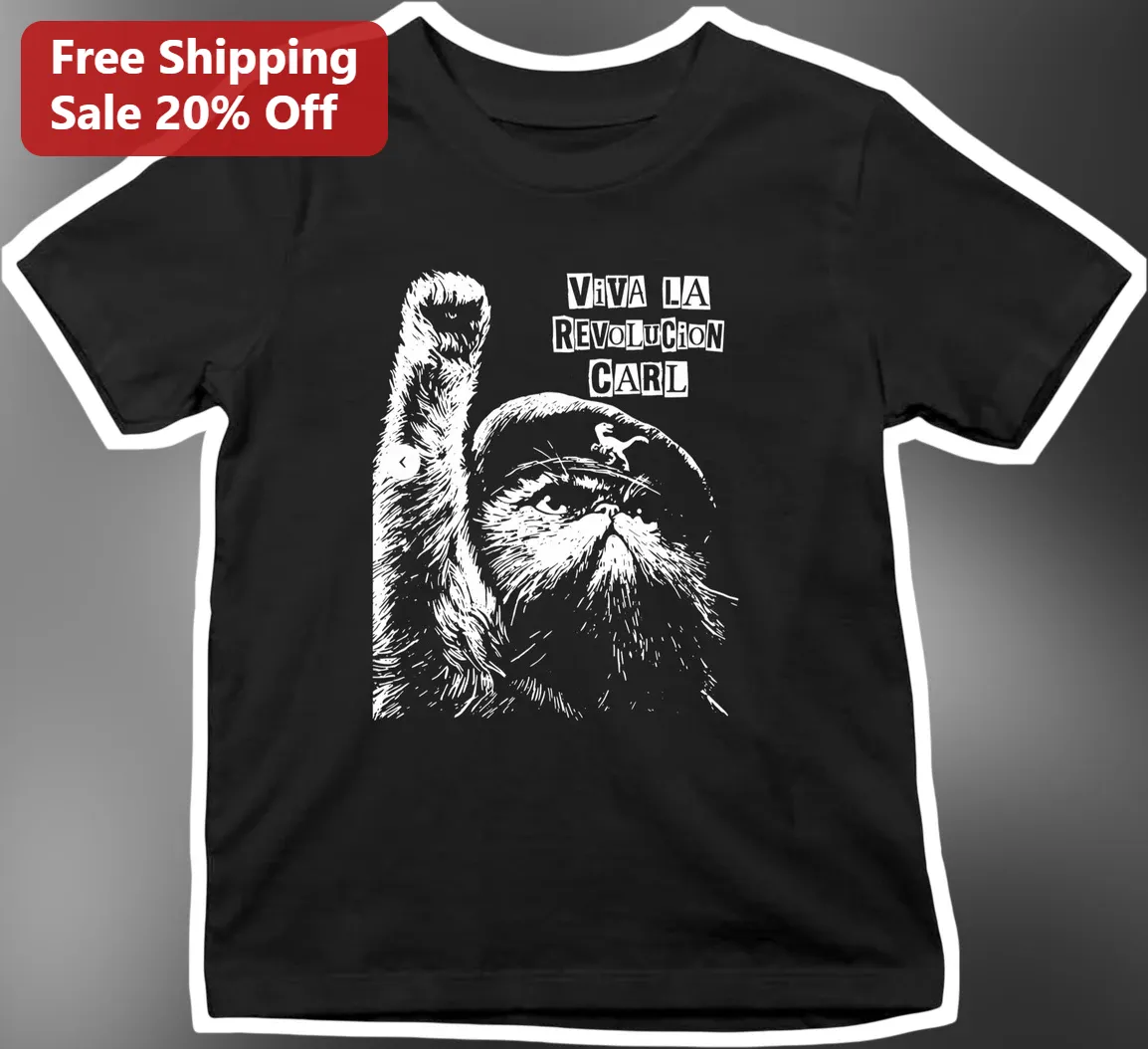 Viva La Revolucion Carl Tee Funny Cat Propaganda Graphic Shirt Gift for Dungeon Crawler Carl Fans
