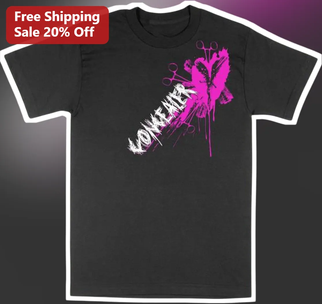 VONKAINE Tee Dark Grunge Pink Butterfly Graphic T-Shirt for Medical Professionals