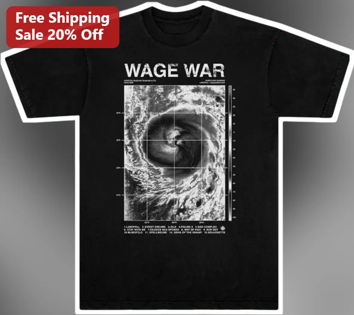 Wage War Deadweight Hurricane Graphic Tee Metalcore Band Merch Shirt