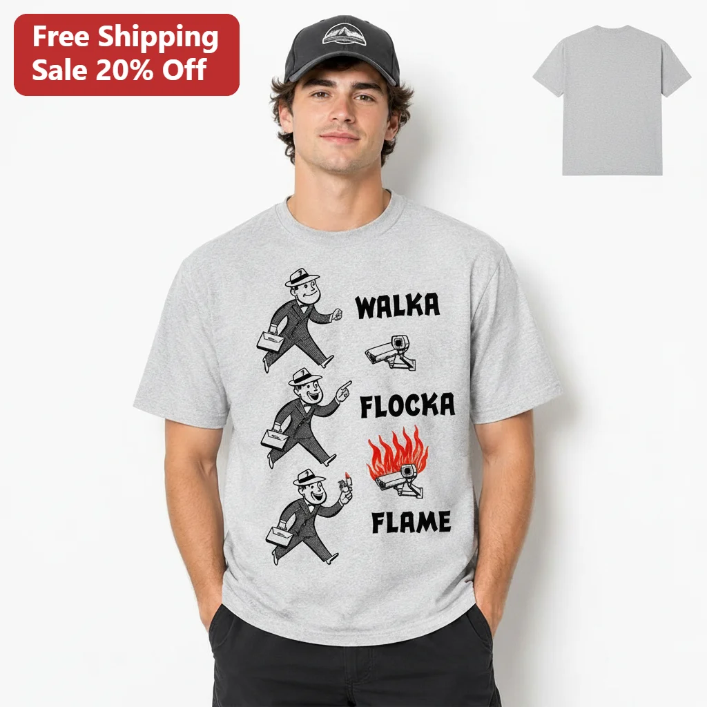 Waka Flocka Flame Tee Funny Walka Flocka Flame Rap Pun Burning Security Camera Retro Cartoon Gift for Hip Hop Fans