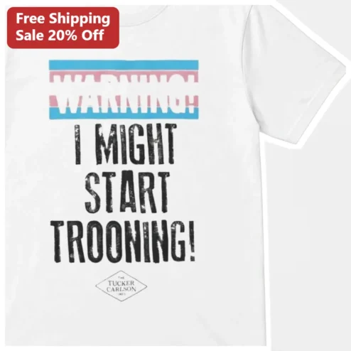 Warning I Might Start Trooning Tucker Carlson Glitch Art Graphic Tee