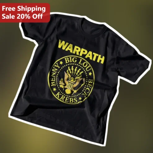 WARPATH Tee Vintage Distressed Eagle Hockey Crest Graphic Shirt for Men Women