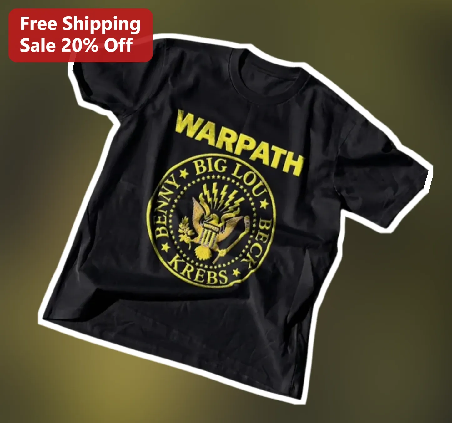 WARPATH Tee Vintage Distressed Eagle Hockey Crest Graphic Shirt for Men Women