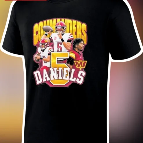 Washington Commanders Jayden Daniels Tee NFL Quarterback Fan Gear Black T-Shirt