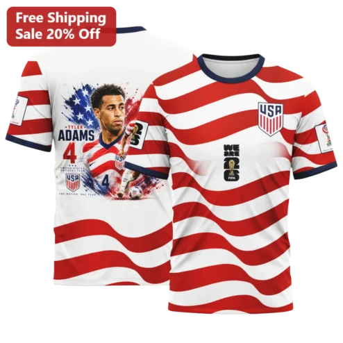 We Are 26 One Nation One Team USA Soccer Jersey Tyler Adams Fan Gift