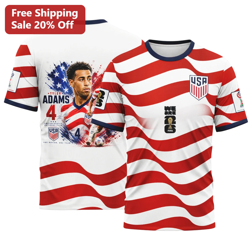 We Are 26 One Nation One Team USA Soccer Jersey Tyler Adams Fan Gift