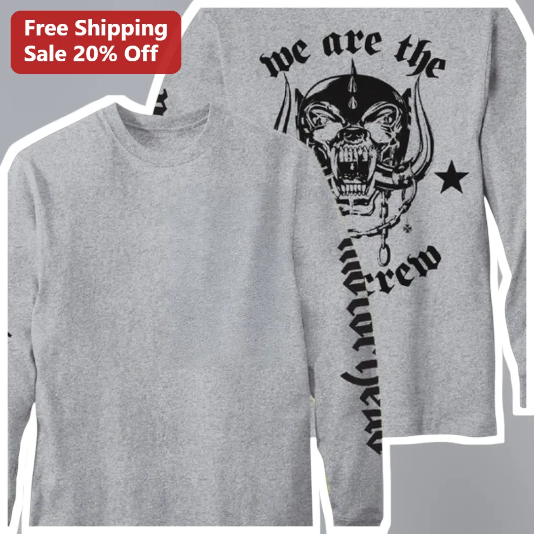 We Are The Crew Long Sleeve Tee Biker Skull Viking Helmet Gothic Heavy Metal Group Shirt