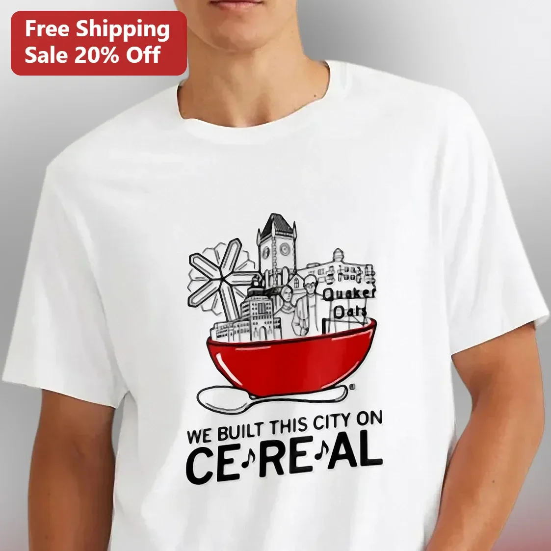 We Built This City On Cereal Cedar Rapids Iowa Graphic Tee