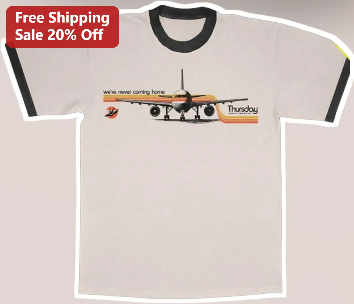 We're Never Coming Home Thursday Band Graphic Tee Alternative Rock Vintage Airplane Shirt