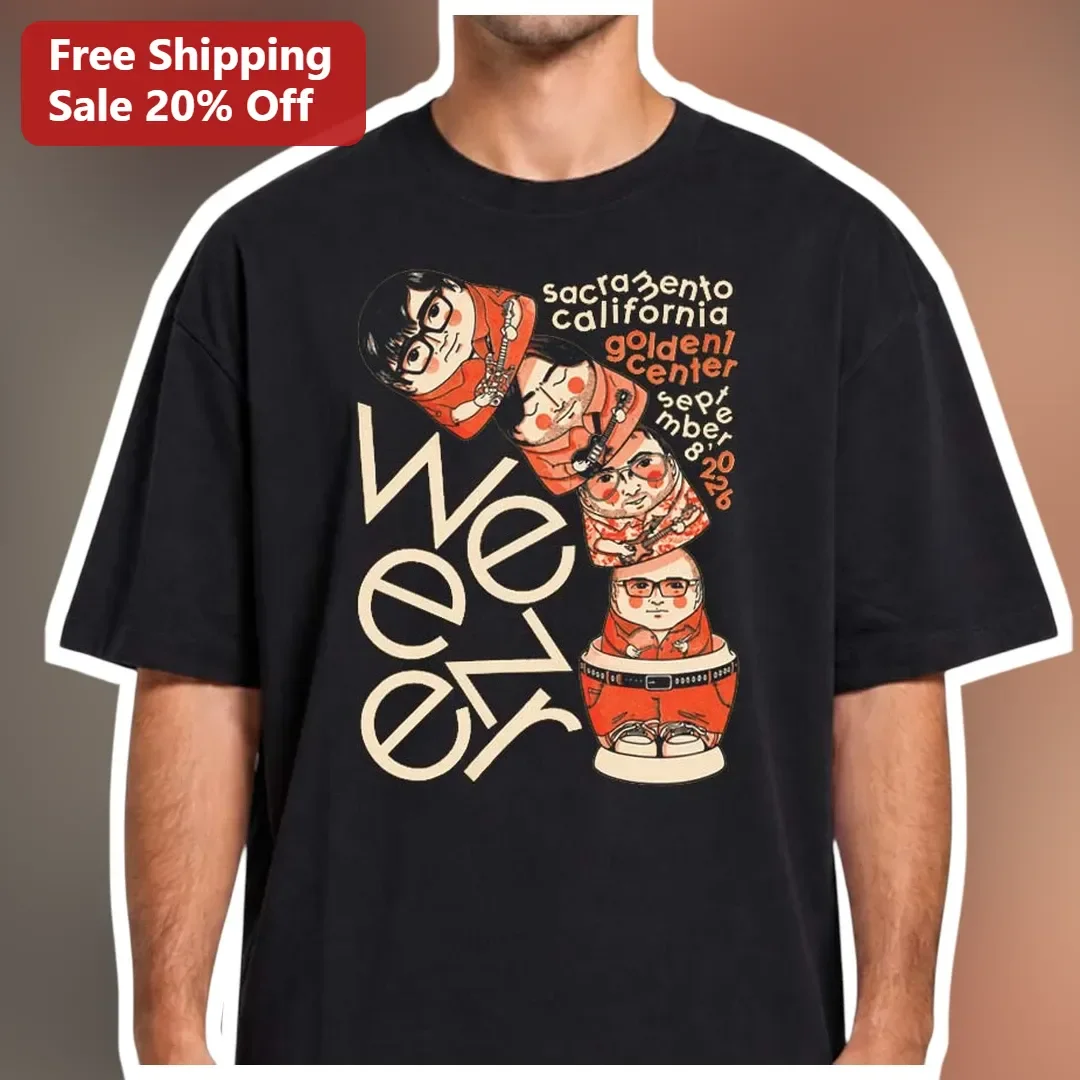 Weezer Tee Vintage Daruma Doll Graphic T-Shirt Alternative Rock Band Merch Gift